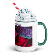 Dad's Christmas Fuel Mug with Red Poinsettia Authentic Macro Photography | White Ceramic with Green Interior | Dishwasher Microwave Safe | 11oz 15oz