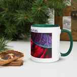 Dad's Christmas Fuel Mug with Red Poinsettia Authentic Macro Photography | White Ceramic with Green Interior | Dishwasher Microwave Safe | 11oz 15oz