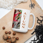 Festive Autumn Ceramic Mug - Red Orange Maple Leaves Photography - White Glossy Finish - Dishwasher Microwave Safe - 11oz 15oz 20oz