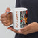 Festive Autumn Ceramic Mug - Red Orange Maple Leaves Photography - White Glossy Finish - Dishwasher Microwave Safe - 11oz 15oz 20oz
