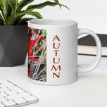 Festive Autumn Ceramic Mug - Red Orange Maple Leaves Photography - White Glossy Finish - Dishwasher Microwave Safe - 11oz 15oz 20oz