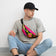 Floral Art Fanny Pack | Original Red Flower Print | Waterproof 13"