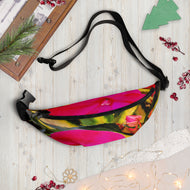 Floral Art Fanny Pack | Original Red Flower Print | Waterproof 13"