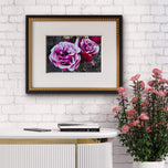 For Rose Lovers - Garden Rose Macro Photography | Unframed Purple Canvas Wall Art Print | Horizontal Floral Living Room Decor