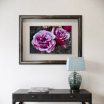 For Rose Lovers - Garden Rose Macro Photography | Unframed Purple Canvas Wall Art Print | Horizontal Floral Living Room Decor