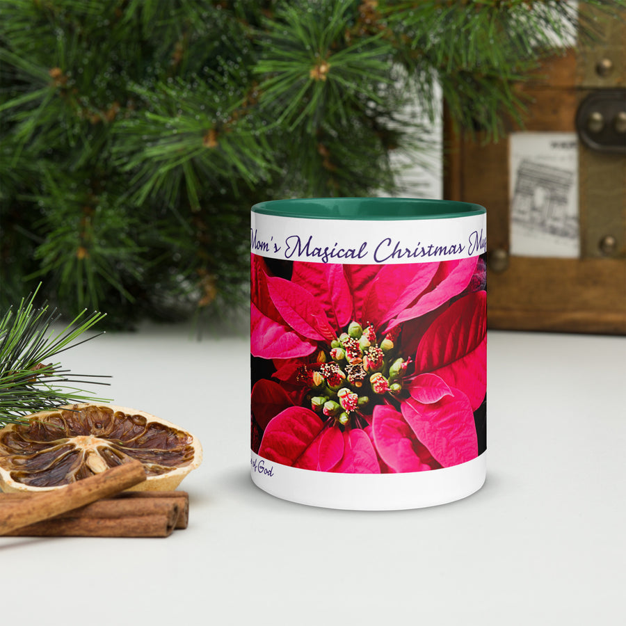 Mom's Magical Christmas Mug with Red Poinsettia Photography by Martha Solo