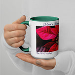 Mom's Magical Christmas Mug with Red Poinsettia Authentic Photography | White Ceramic with Green Interior | Dishwasher Microwave Safe | 11oz 15oz