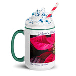 Mom's Magical Christmas Mug with Red Poinsettia Authentic Photography | White Ceramic with Green Interior | Dishwasher Microwave Safe | 11oz 15oz