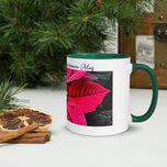 Mom's Magical Christmas Mug with Red Poinsettia Authentic Photography | White Ceramic with Green Interior | Dishwasher Microwave Safe | 11oz 15oz