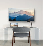Mt. Rainier Sunset Authentic Nature Photography Print | Gallery Wrapped Canvas Horizontal Wall Art | Ready-to-Hang Biophilic Home Office Decor