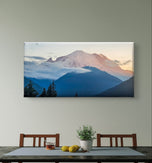 Mt. Rainier Sunset Authentic Nature Photography Print | Gallery Wrapped Canvas Horizontal Wall Art | Ready-to-Hang Biophilic Home Office Decor