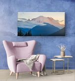 Mt. Rainier Sunset Authentic Nature Photography Print | Gallery Wrapped Canvas Horizontal Wall Art | Ready-to-Hang Biophilic Home Office Decor