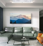Mt. Rainier Sunset Authentic Nature Photography Print | Gallery Wrapped Canvas Horizontal Wall Art | Ready-to-Hang Biophilic Home Office Decor
