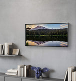 Mt. Rainier Sunset at Reflection Lake | Authentic Nature Photography | Unframed Canvas Horizontal Print | Biophilic Wall Art for Home Office Décor