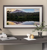 Mt. Rainier Sunset at Reflection Lake | Authentic Nature Photography | Unframed Canvas Horizontal Print | Biophilic Wall Art for Home Office Décor