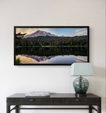 Mt. Rainier Sunset at Reflection Lake | Authentic Nature Photography | Unframed Canvas Horizontal Print | Biophilic Wall Art for Home Office Décor