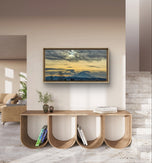 Mt. Rainier Winter Sunset Sky - Authentic Nature Photography - Unframed Canvas Horizontal Print - Biophilic Mountain Landscape Wall Art