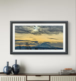 Mt. Rainier Winter Sunset Sky - Authentic Nature Photography - Unframed Canvas Horizontal Print - Biophilic Mountain Landscape Wall Art