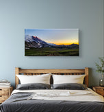 Mt. Rainier in Sunset | Authentic Nature Photography | Gallery Wrapped Canvas Horizontal Print | Biophilic Wall Art for Home Office Décor