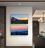 The Virtue of God Mt. Rainier in Summer Sunset | Authentic Nature Photography 2 Prints Set | Unframed Horizontal Canvas Wall Art | Biophilic Style Home Decor