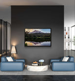 Mt. Rainier Sunset at Reflection Lake | Authentic Nature Photography | Black Framed Canvas Horizontal Print | Biophilic Wall Art for Home Office Decor