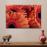 Orange Floral Canvas Wall Art | Spring Gerbera Macro Photography | Horizontal Gallery Wrapped Print | Ready to Hang
