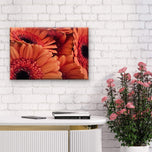 Orange Floral Canvas Wall Art | Spring Gerbera Macro Photography | Horizontal Gallery Wrapped Print | Ready to Hang