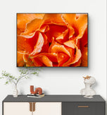 Orange Rose Petals with Raindrops - Authentic Macro Photography - Unframed Canvas Horizontal Print - Biophilic Style Wall Art Decor