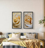 Pale Yellow Roses Canvas Wall Art Set of 3 | Unframed Vertical Photography Prints | Biophilic Home Office Decor