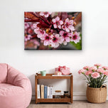Pink Cherry Blossom Gallery Wrapped Canvas Wall Art | Horizontal Macro Flower Photography Print | Ready to Hang