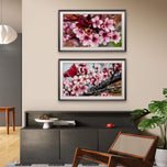 Pink Cherry Blossom Macro Photography Canvas Set of 2 | Unframed Horizontal Prints | Biophilic Décor for Living Room, Bedroom & Office