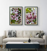 Pink Cherry Blossom Macro Photography Canvas Set of 2 | Unframed Vertical Prints | Biophilic Décor for Living Room, Bedroom & Office