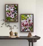 Pink Cherry Blossom Macro Photography Canvas Set of 2 | Unframed Vertical Prints | Biophilic Décor for Living Room, Bedroom & Office