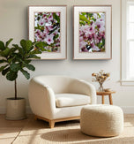 Pink Cherry Blossom Macro Photography Canvas Set of 2 | Unframed Vertical Prints | Biophilic Décor for Living Room, Bedroom & Office