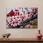 Pink Cherry Gallery‑Wrapped Canvas Wall Art | Macro Photography Horizontal Print