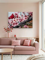 Pink Cherry Gallery‑Wrapped Canvas Wall Art | Macro Photography Horizontal Print