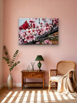 Pink Cherry Gallery‑Wrapped Canvas Wall Art | Macro Photography Horizontal Print