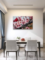 Pink Cherry Gallery‑Wrapped Canvas Wall Art | Macro Photography Horizontal Print