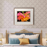 Pink and Gold Bicolor Rose with Raindrops Canvas Wall Art | Authentic Macro Photography | Unframed Horizontal Print