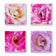 For Rose Lovers - Pink Roses Macro Photography | Unframed Square Canvas Wall Art Set of 4 for Living Room