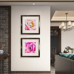 For Rose Lovers - Pink Roses Macro Photography | Unframed Square Canvas Wall Art Set of 4 for Living Room