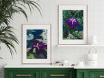 Summer Brilliance — Purple Iris Flower Photography | Unframed Vertical Canvas Wall Art Set of 2 for Living Room