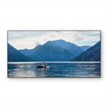 Summer Brilliance — Cushman Lake Moody Mountains & Still Water Photography | Unframed Horizontal Panoramic Canvas Biophilic Wall Art