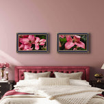 Moody Pink Dogwood Canvas Wall Art Set of 2 — Rain-Kissed Macro Botanical Prints