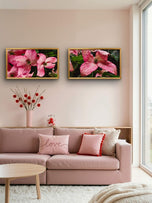 Moody Pink Dogwood Canvas Wall Art Set of 2 — Rain-Kissed Macro Botanical Prints
