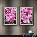 Rain-Kissed Pink Rhododendrons Canvas Wall Art Set of 3 | Pacific Northwest Macro Photography Vertical Prints | Botanical Décor for Home & Office