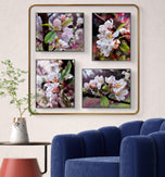 Rainy Apple Blossom Macro Photography Canvas Set of 4 | Unframed Vertical & Horizontal Spring Wall Art | Biophilic Décor for Living Room, Bedroom & Office