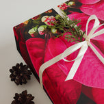 Red Poinsettia Premium Gift Wrap with Authentic Macro Photography | Wrapping Paper 3 Sheets Set | Holiday Botanical Design