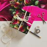 Red Poinsettia Premium Gift Wrap with Authentic Macro Photography | Wrapping Paper 3 Sheets Set | Holiday Botanical Design