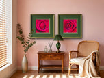 Kissed by Rain — Red Roses with Raindrops | Macro Photography Canvas Wall Art | Set of 2 Square Prints